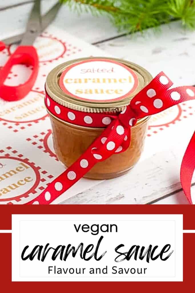 Image with text for vegan caramel sauce.