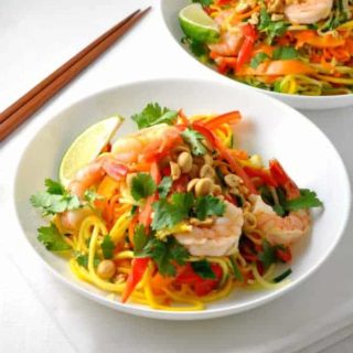 Zoodle Pad Thai with Shrimp and Peanut Sauce from Flavour and Savour