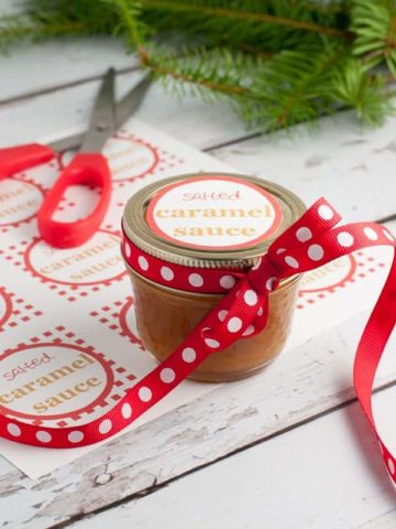Salted Caramel Sauce Two Ways. Recipes and easy instructions for Classic and Paleo Caramel Sauce. Also includes cute free printable gift tags.