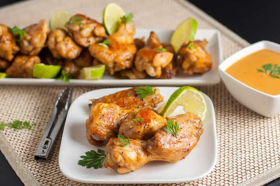 How to Make Spicy Thai Wings. Chicken wings with dipping sauce.
