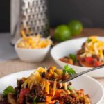 Chipotle Chili Stuffed Sweet Potatoes. A healthy weeknight meal. Fiber-rich tex-mex chili stuffed in a healthy sweet potato., topped with warm melted cheese! |www.flavourandsavour.com
