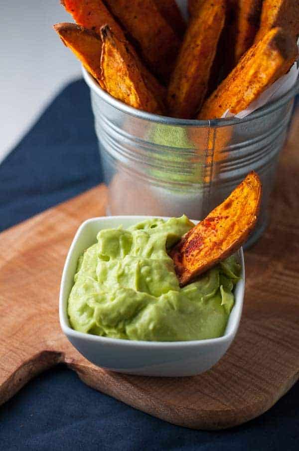 Smoky Sweet Potato Wedges that don't stick to the pan! Discover the secret to crispy fries and potato wedges and never have to scrape them off the pan again. Serve with avocado aioli. |www.flavourandsavour.com