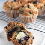 Healthy Low-Fat Blueberry Banana Muffins. Less fat, sugar and dairy, but ALL the flavour. |www.flavourandsavour.com