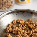 Maple Glazed Walnuts. Perfect salad topper! 3 minutes. Just walnuts, maple syrup and a pinch of salt. |www.flavourandsavour.com