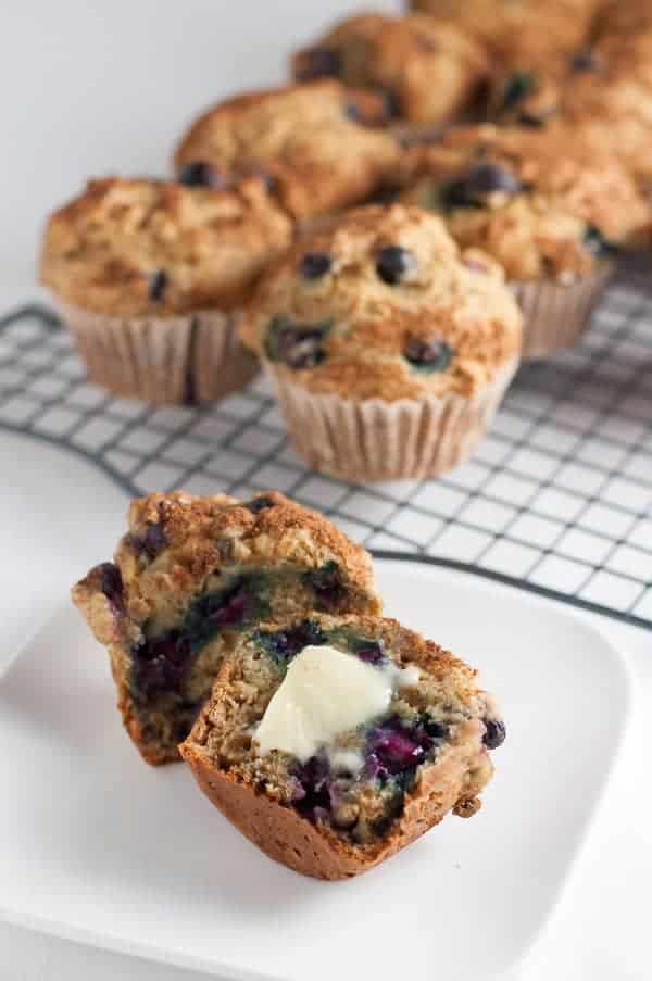 Healthy Low-Fat Blueberry Banana Muffins. |www.flavourandsavour.com
