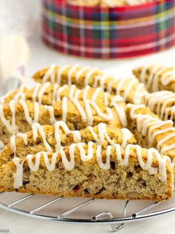 biscotti slices on a cooling rack