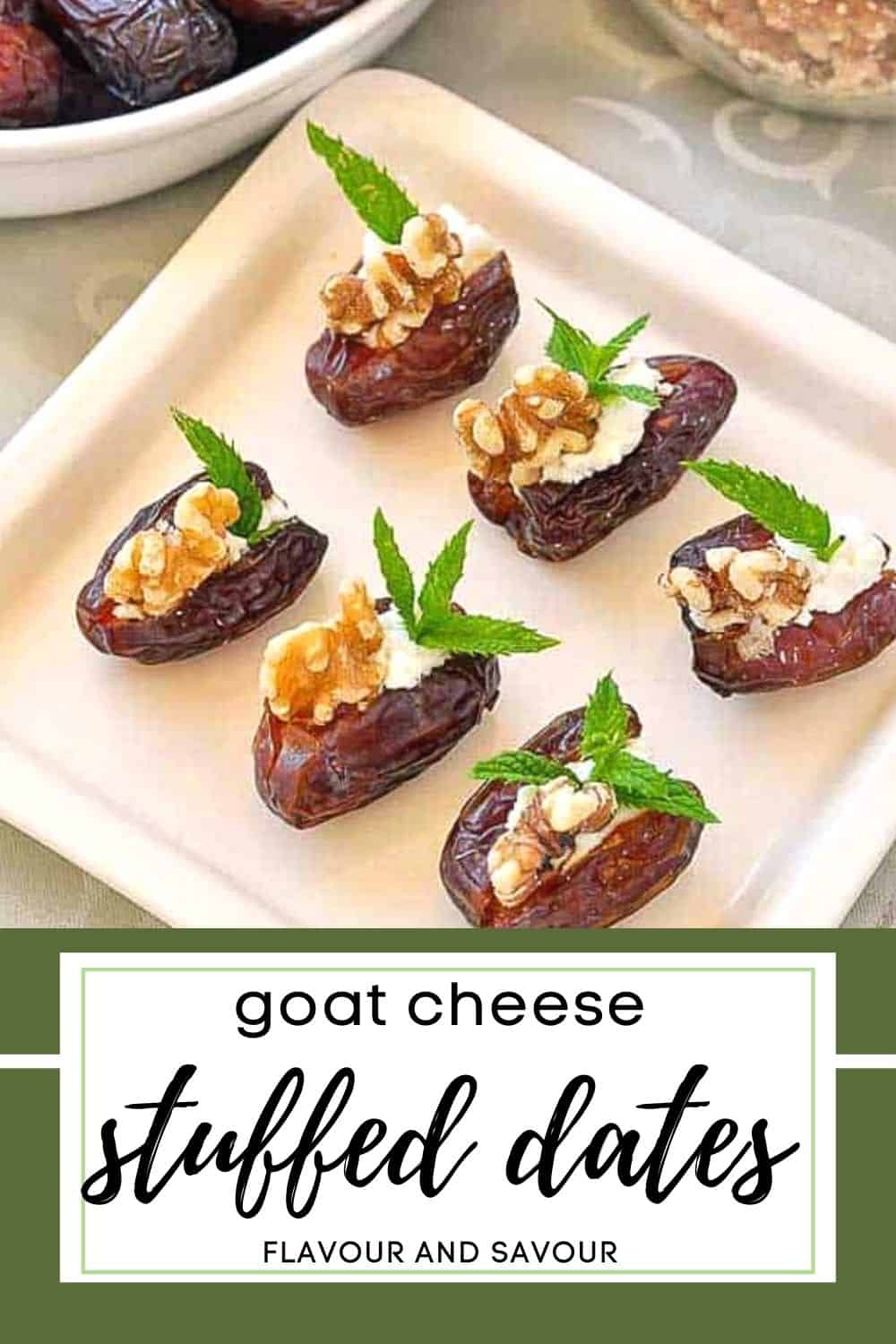 image and text for goat cheese stuffed dates