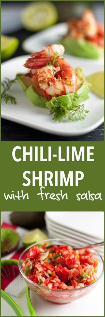 Succulent Grilled Chili Lime Shrimp with Fresh Salsa. Showstopper appetizer, super easy to make!