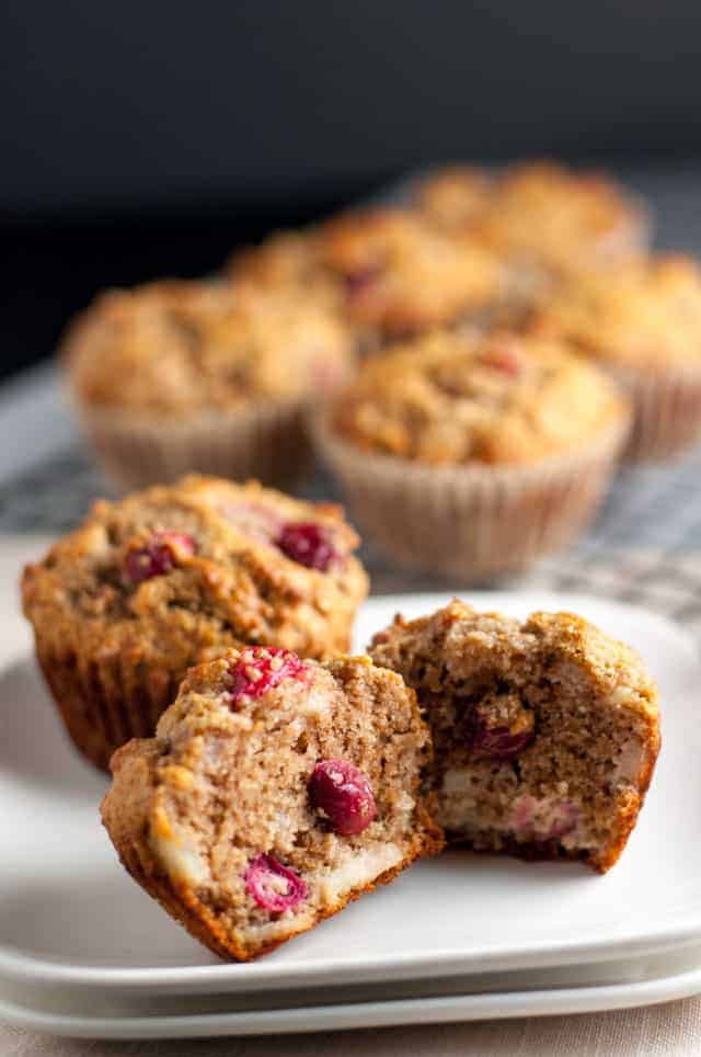 Paleo Pear and Cranberry Muffins. A tender, moist grain-free paleo muffin made with almond flour and naturally sweetened with ripe pears and honey. Use fresh or dried cranberries.