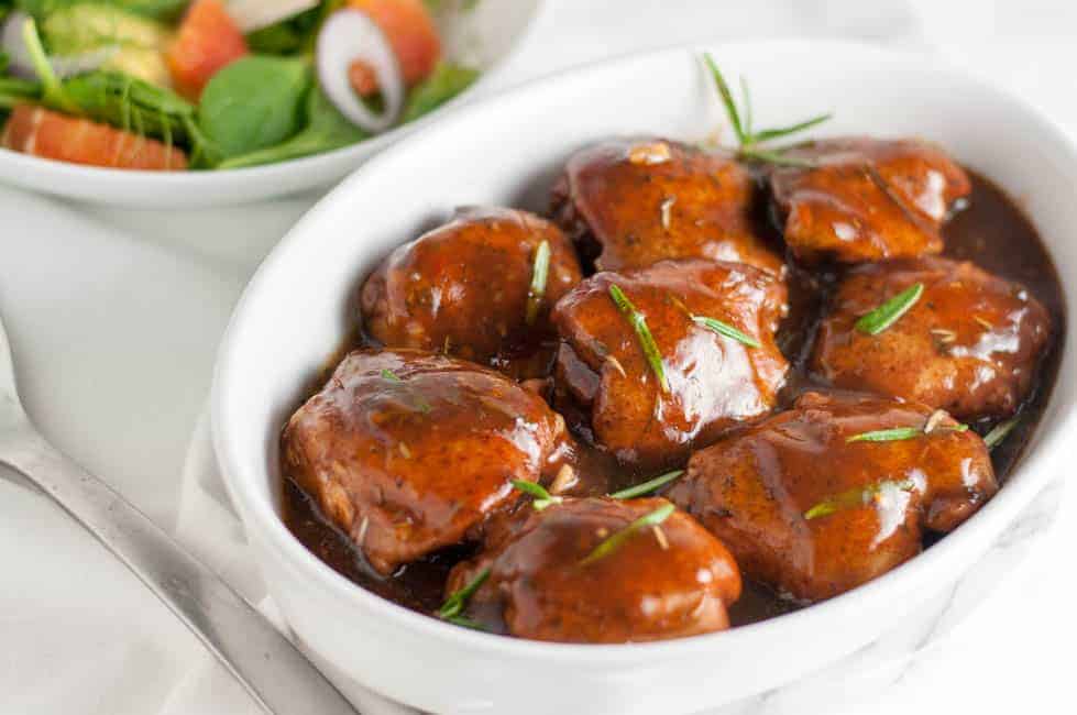 Super easy Italian Chicken with Balsamic and Herbs. One-step recipe that you can make in your slow cooker. 