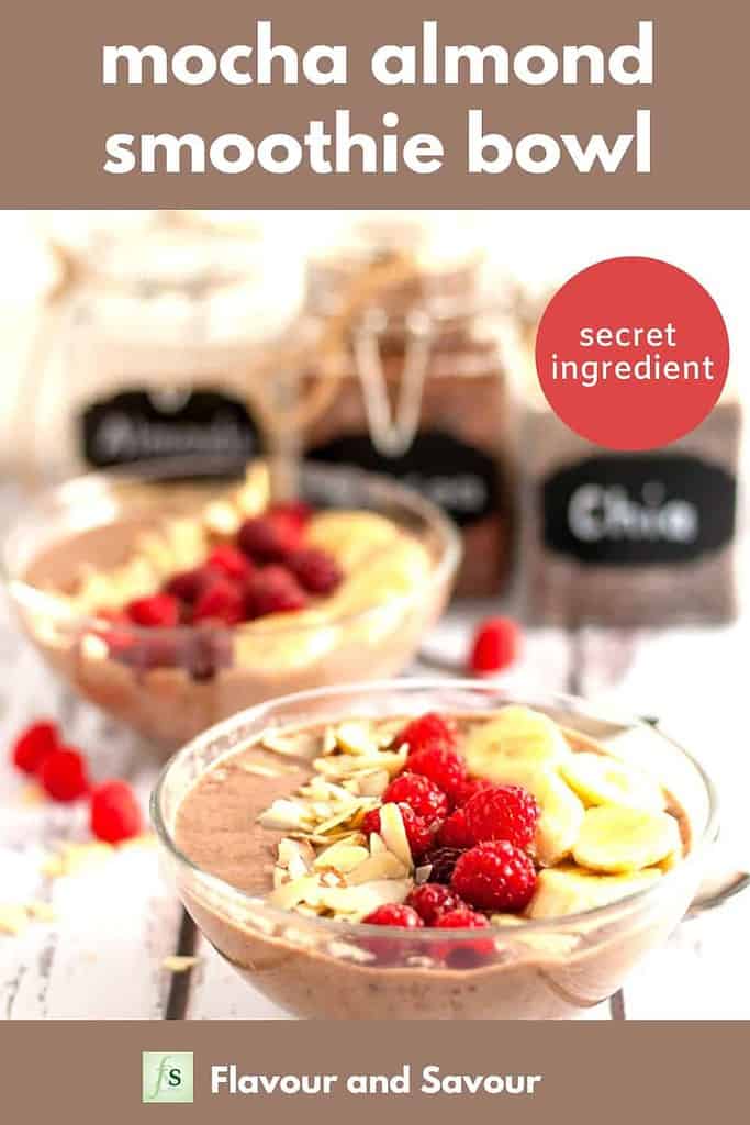Pinterest pin for Mocha Almond Smoothie Bowl