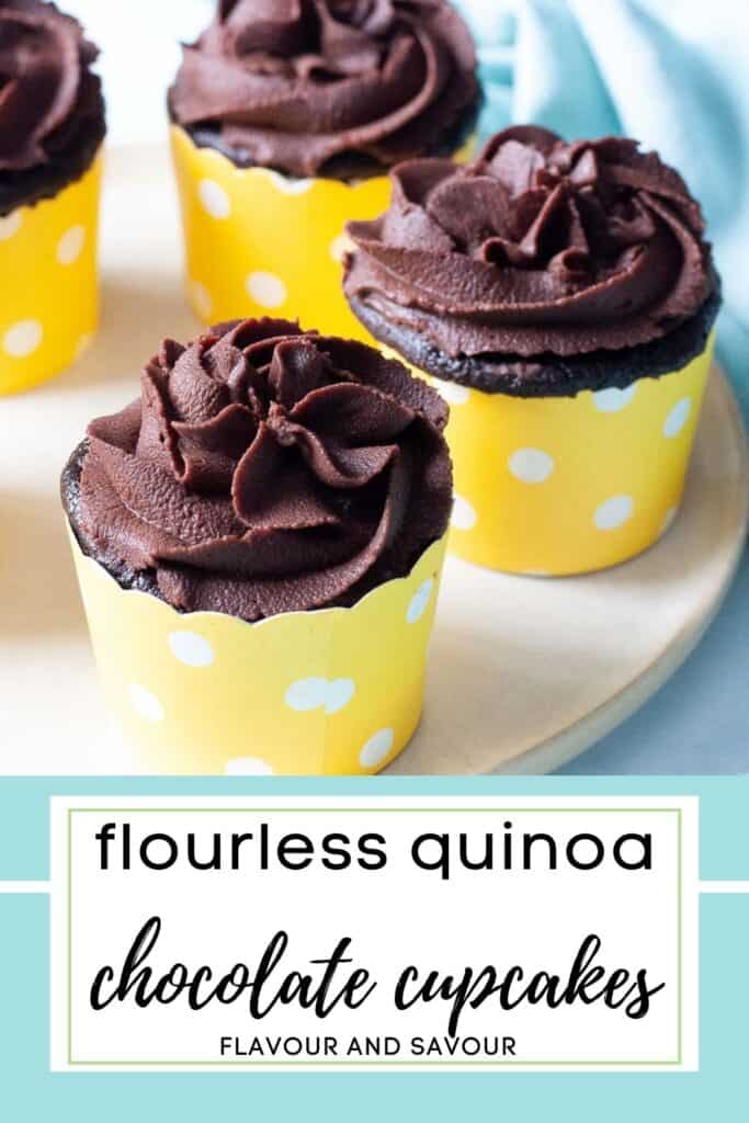 image with text for flourless quinoa chocolate cupcakes.