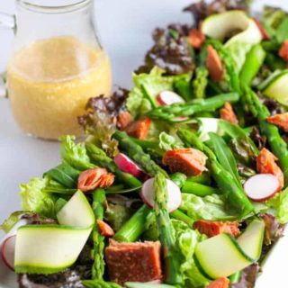 Asparagus Salad with Smoked Salmon and Sesame Miso Vinaigrette