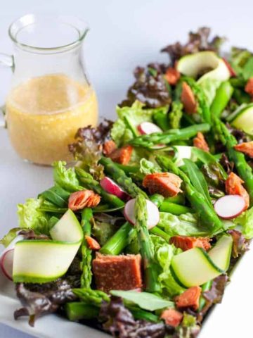 Asparagus Salad with Smoked Salmon and Sesame Miso Vinaigrette