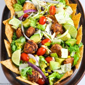 close up view of Chopped Chicken Taco Salad