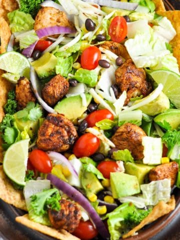close up view of Chopped Chicken Taco Salad