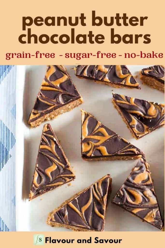 Image with text overlay Peanut Butter Chocolate Bars