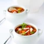 One-Pot Healthy and Hearty Tuscan Minestrone Soup. Brimming with rich Italian tomato flavour, this is an easy slow cooker soup. Set it and forget it!