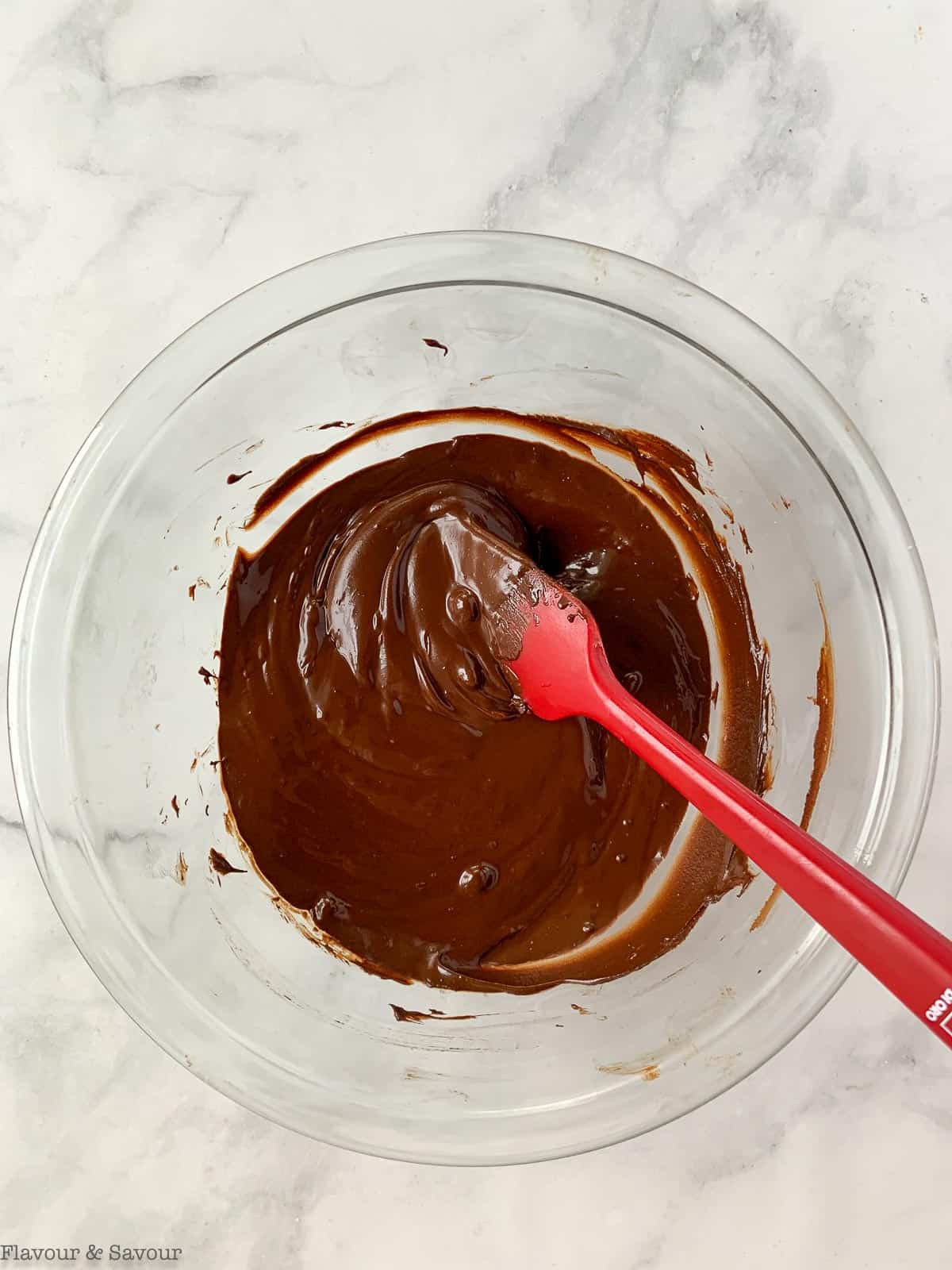 Melting chocolate in a glass bowl