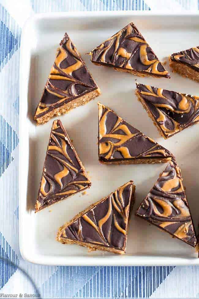 Chocolate Swirl bars cut into triangles.