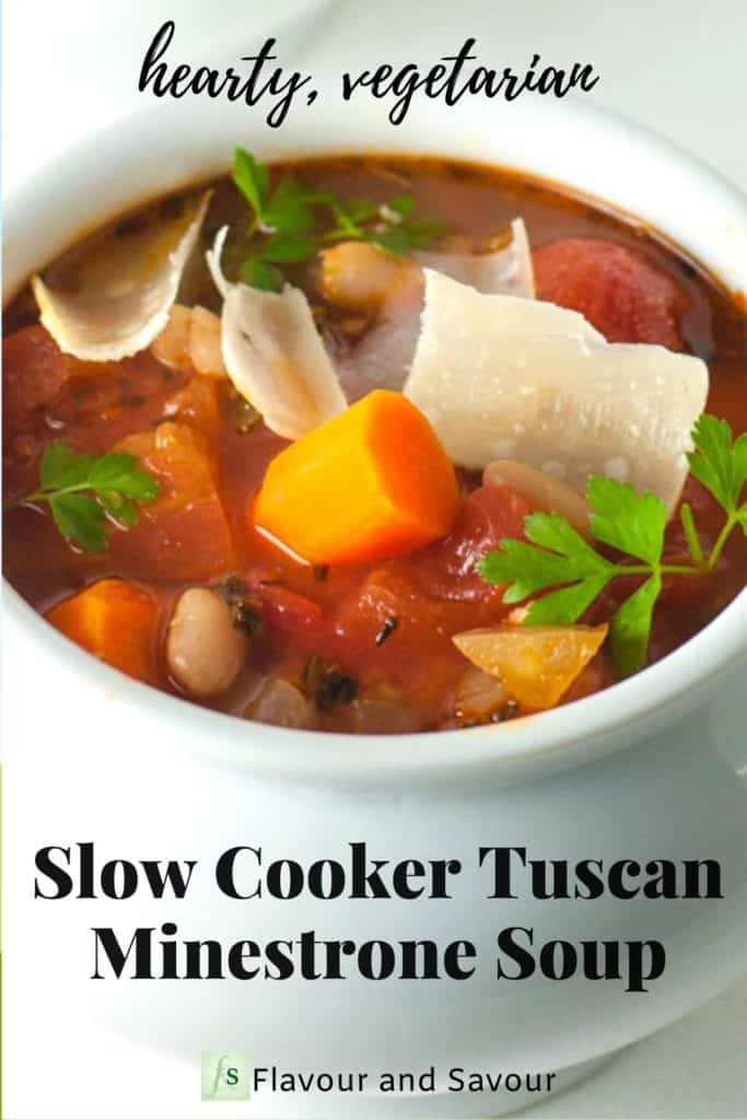 text and image of Slow Cooker Tuscan Minestrone Soup