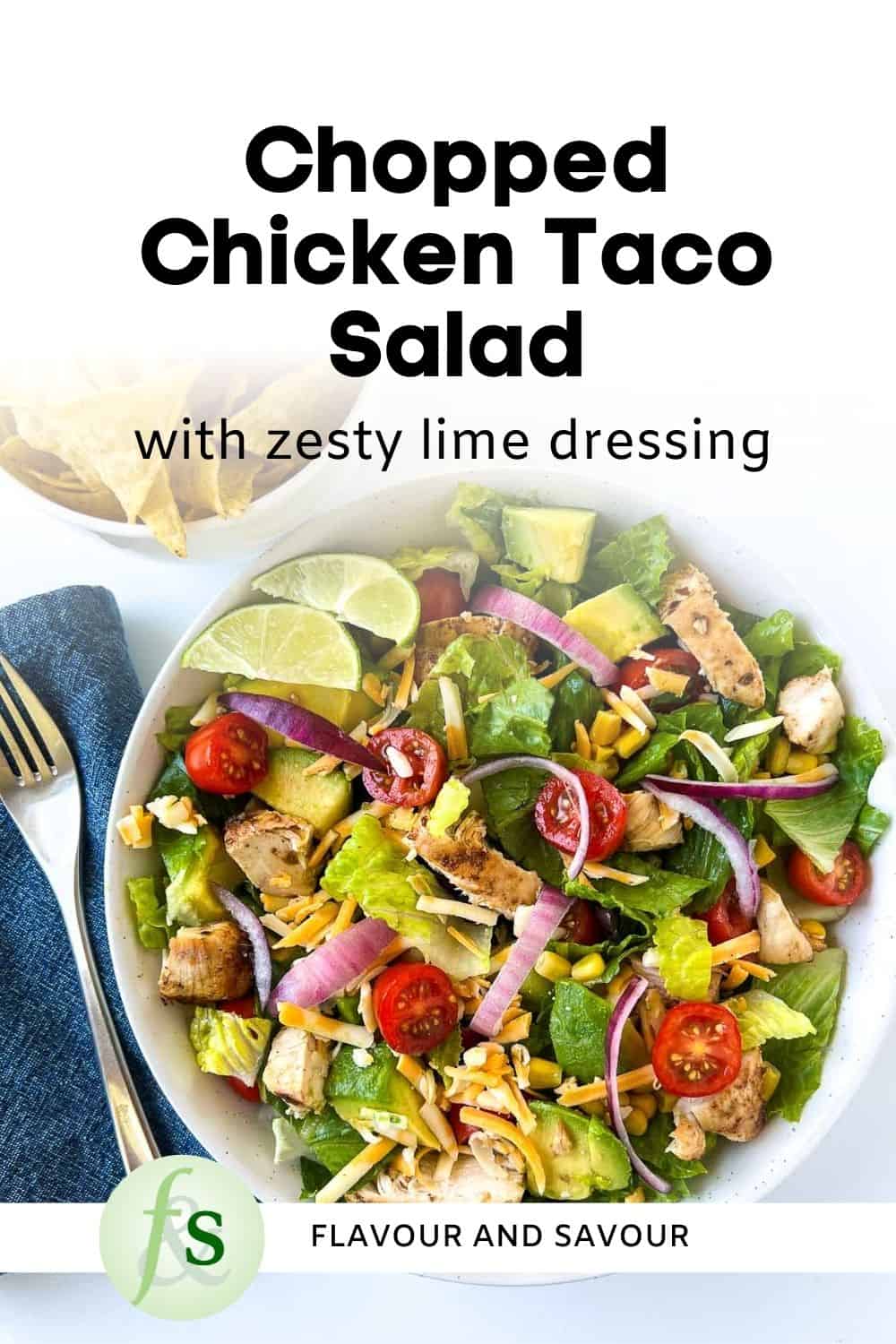 Image with text for chicken taco salad.