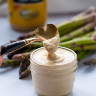 Simple Lemon Tahini dressing. This is a versatile sauce, great on on grilled vegetables like asparagus, broccoli, or cauliflower. Also great on potato salad!