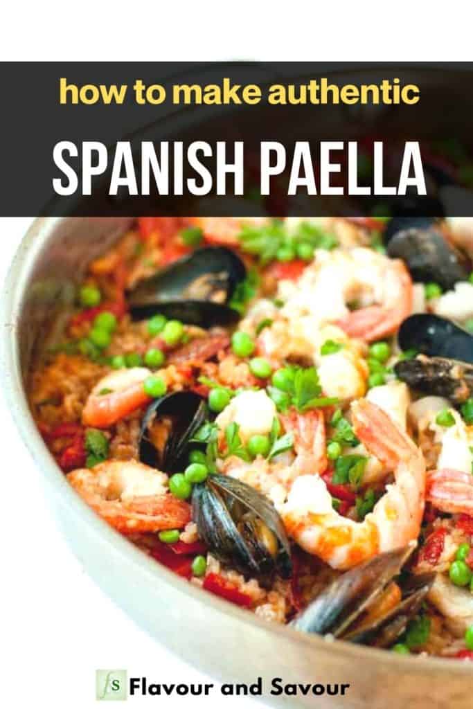 Image and text overlay for authentic Spanish Paella