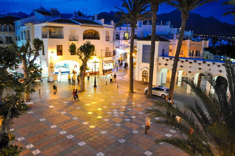 Main Square in Nerja, Spain on the Costa del Sol. 