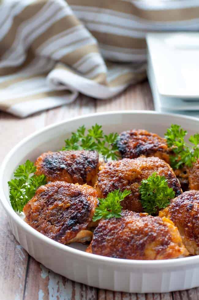 One Pan Spicy Miso-Ginger Chicken Thighs