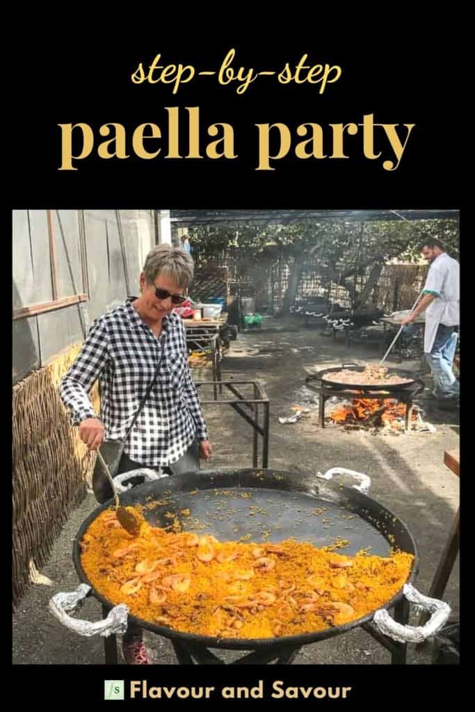 Pinterest image for hosting a paella party