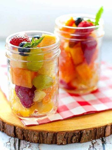 Mason Jar Tropical Boozy Fruit Salad