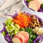 This salad has it all! Colour, crunch, contrasting flavours and a creamy dressing! Blue Cheese, Apple and Walnut Slaw from Flavour and Savour.