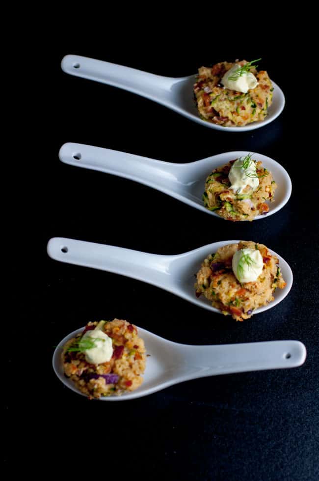 These Smoked Salmon Zucchini Cakes with Lemon Dill Dip make a healthy savoury appetizer. They're baked, not fried! Crispy little fritters with a piquant dip. |www.flavourandsavour.com