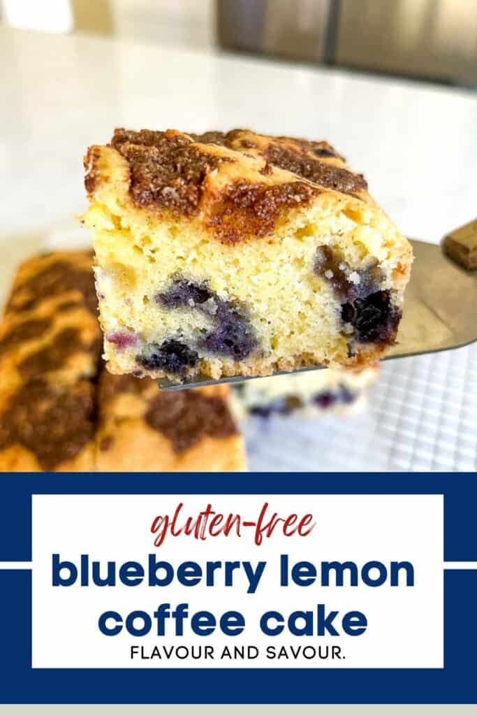 image with text for gluten-free blueberry lemon coffee cake.