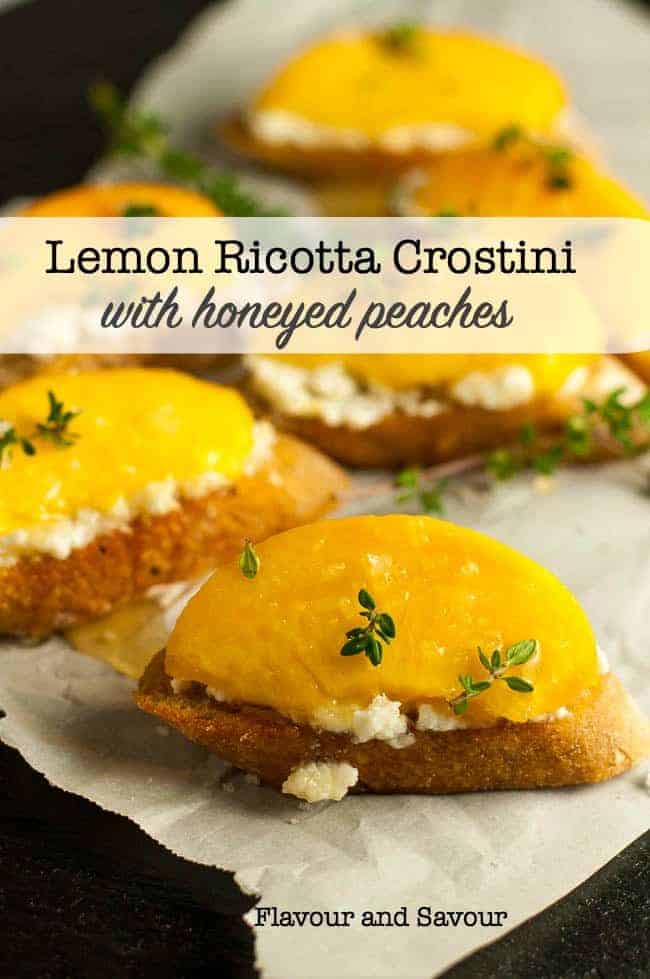 Lemon Ricotta Crostini with Honeyed Peaches
