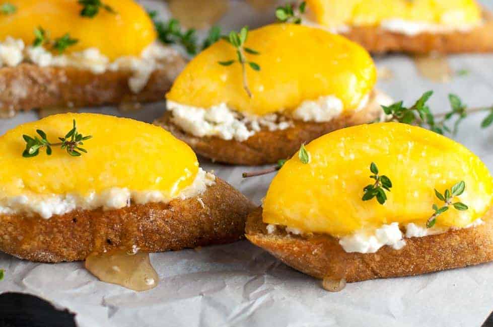  Lemon Ricotta Crostini with Honeyed Peaches 