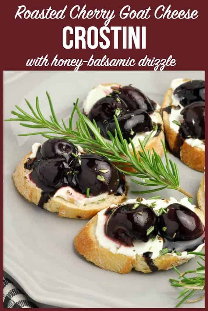 PInterest Pin fo Roasted Cherry Whipped Goat Cheese Crostini