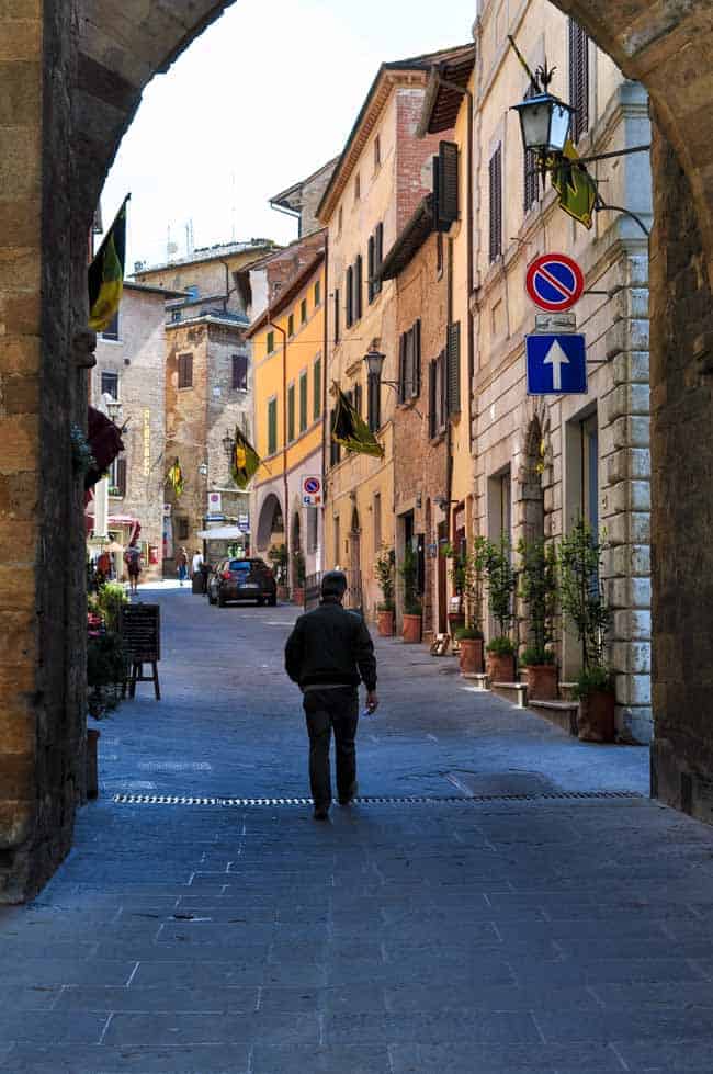 Traveling in Tuscany. Montepulciano portico