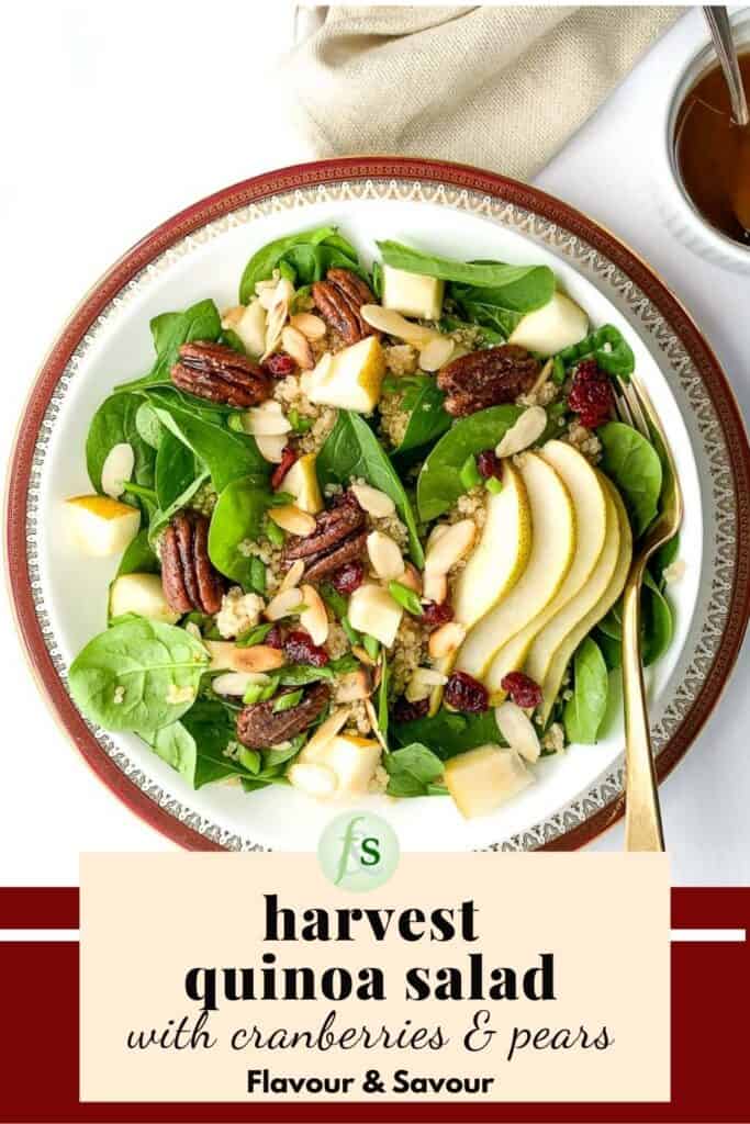 image and text for harvest quinoa salad