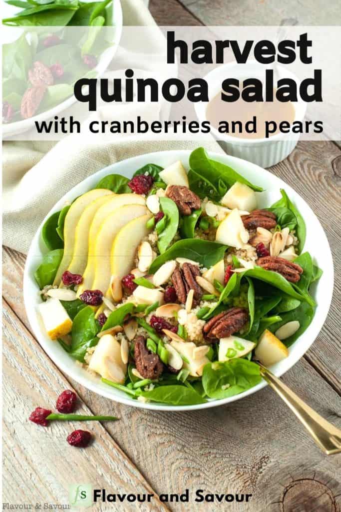 Harvest Quinoa Salad with Cranberries and Pears image and text overlay