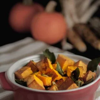 Roasted Butternut Squash with Toasted Sage and Pumpkin Seeds. This side dish of Butternut squash with sage and pepitas is an easy way to make your favourite squash sublime! Adding toasted sage leaves and pumpkin seeds heightens the buttery flavour of the squash. |www.flavourandsavour.com