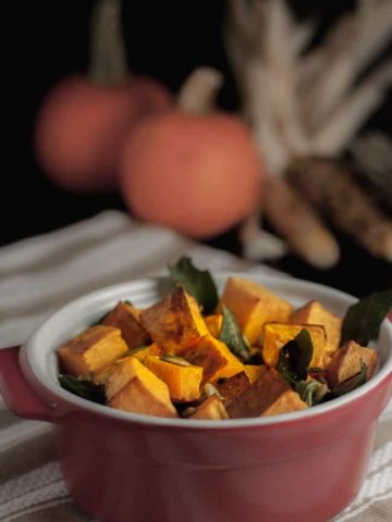 Roasted Butternut Squash with Toasted Sage and Pumpkin Seeds. This side dish of Butternut squash with sage and pepitas is an easy way to make your favourite squash sublime! Adding toasted sage leaves and pumpkin seeds heightens the buttery flavour of the squash. |www.flavourandsavour.com