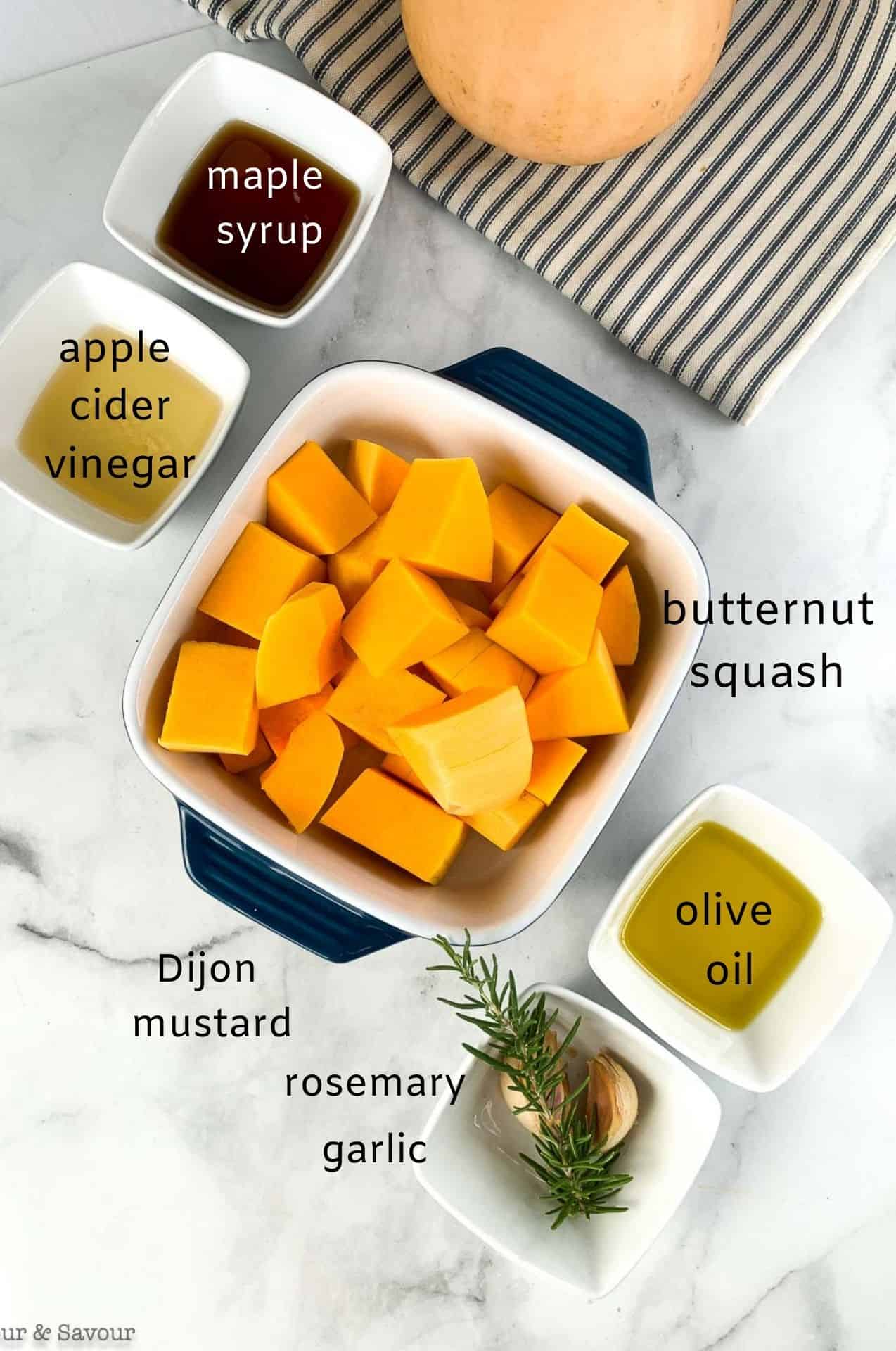 Labeled ingredients Maple Dijon Roasted Butternut Squash