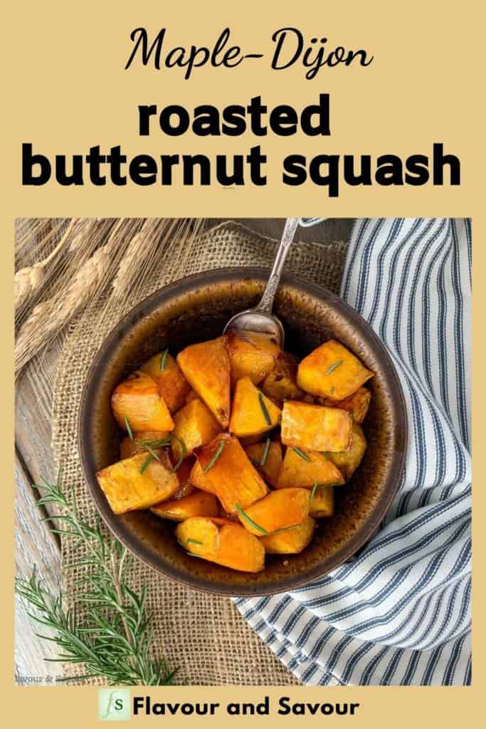 Image and text to Maple Dijon Roasted Butternut Squash