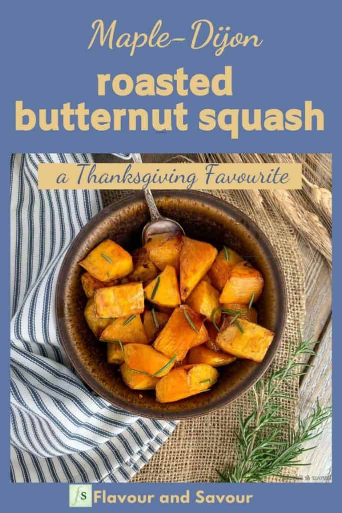 Image with Text Overlay for Maple Dijon Roasted Butternut Squash