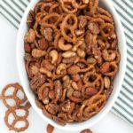 Sweet and Spicy Pretzel Nut Snack Mix. A holiday tradition! |www.flavourandsavour.com