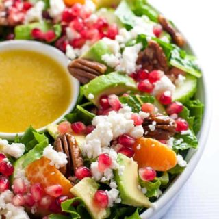 Christmas Wreath Salad in a round white dish