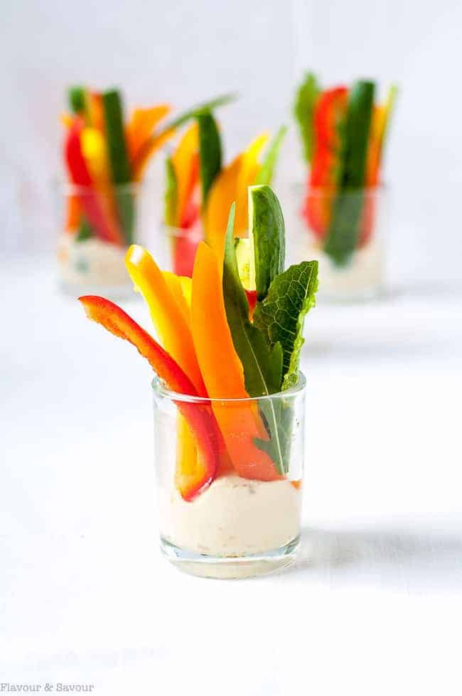 Creamy Cannellini Lemon Feta Dip in individual cups