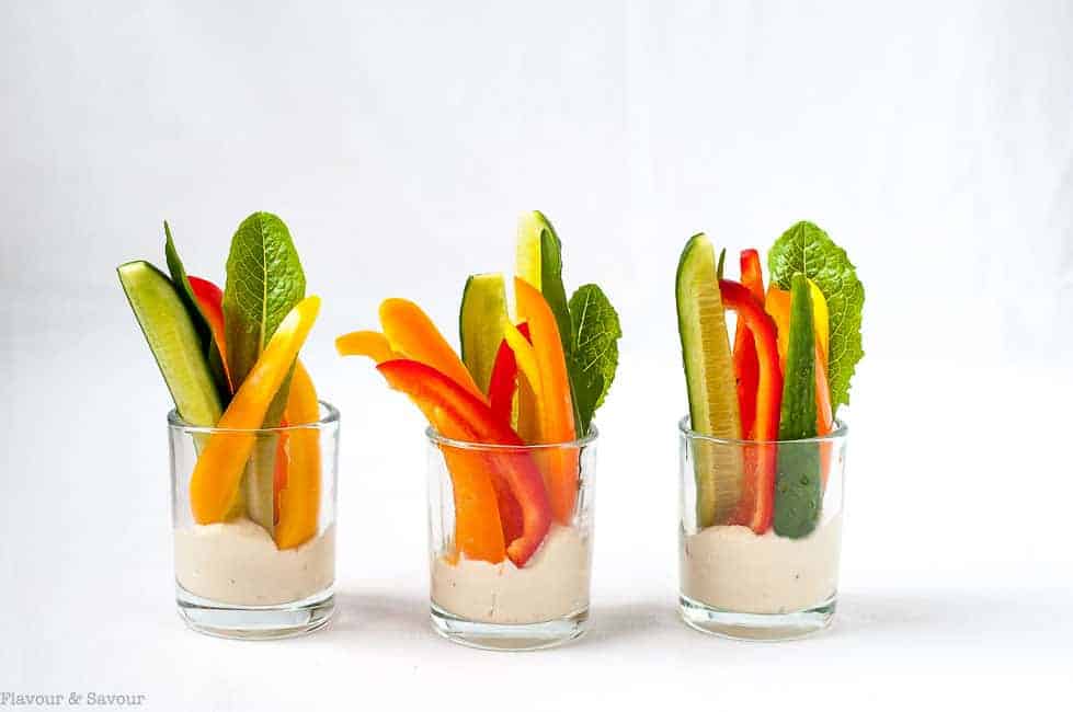 Creamy Cannellini Lemon Feta Dip. Serve in individual cups with fresh veggies for dipping. 
